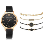 Quartz Wristwatch 5pc Quartz Ladies Leather Luxury Casual Watch Relogio Femenino